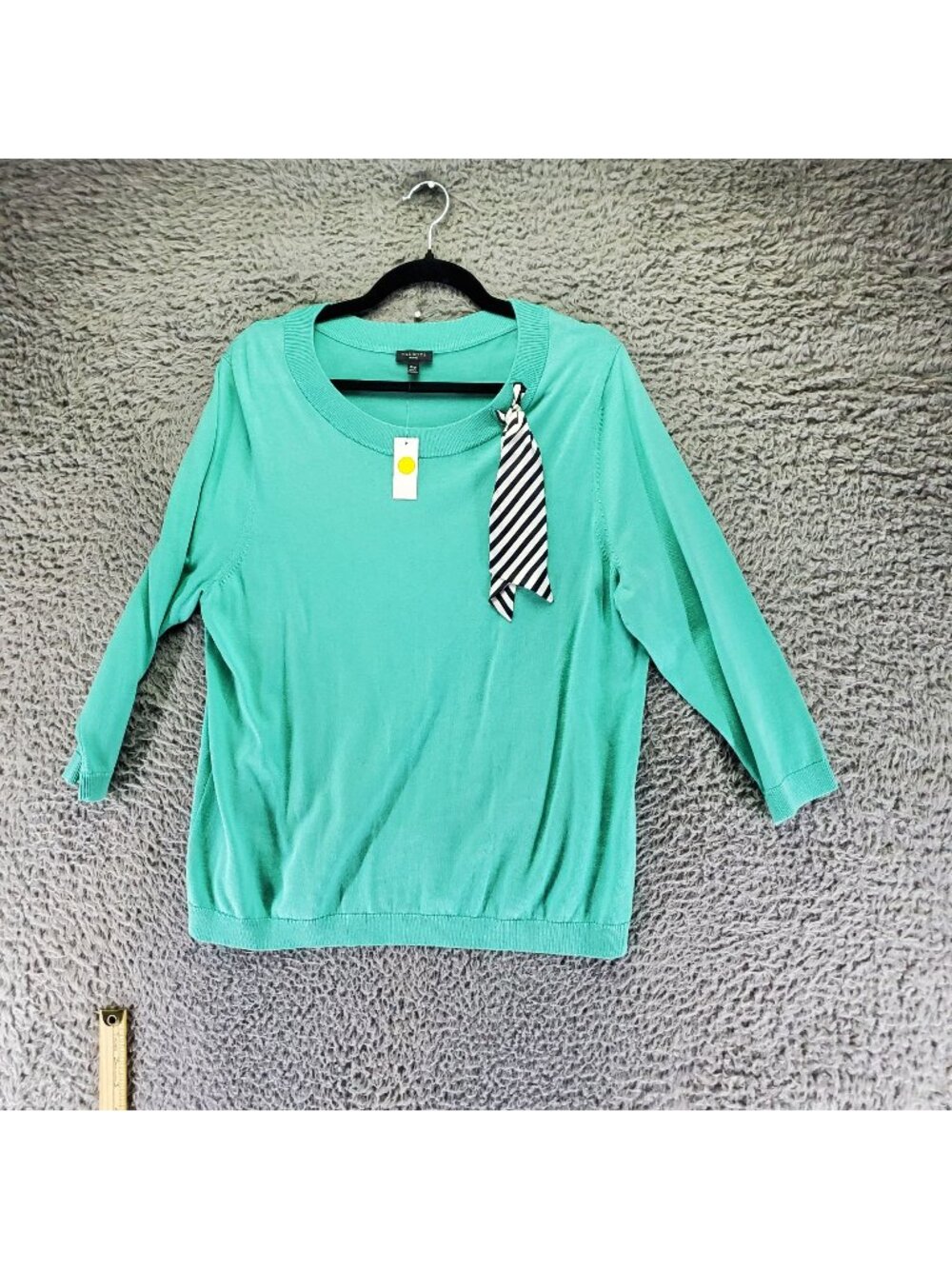 Talbots Sweater Womens XL Petite Green 3/4 Sleeves Cotton & Tencel *NWT*